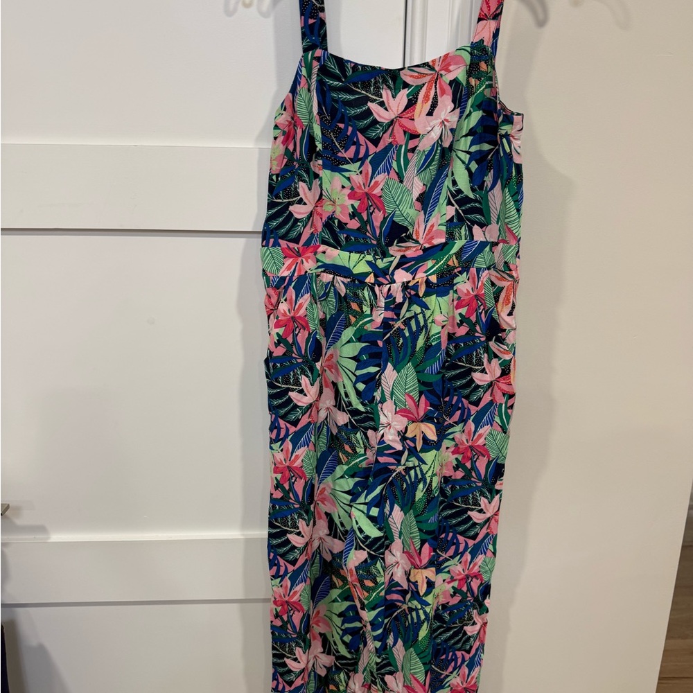 LOFT One Piece in Pink and Green Floral jumpsuit - Picture 1 of 3